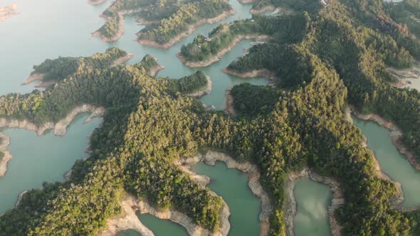 Aerial view of Peñol-Guatapé lake.