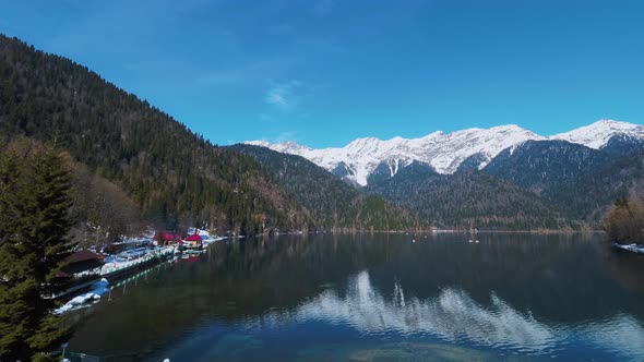 Panoramic View of Ritsa Lake in Abkhazia