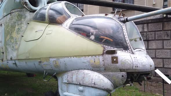 Old Military Helicopter Displayed on a Museum