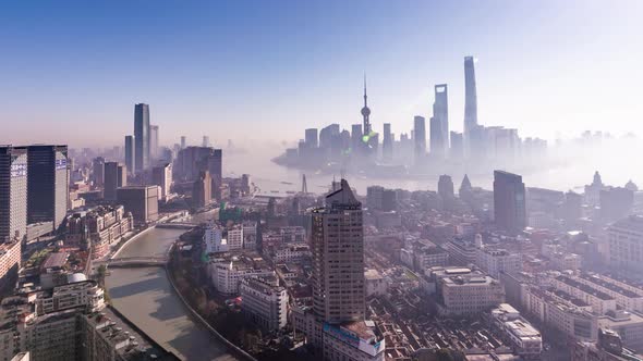 Timelapse of Shanghai City viewed , Sunrise day