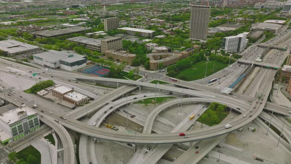 Drone Flight Above Busy Highway