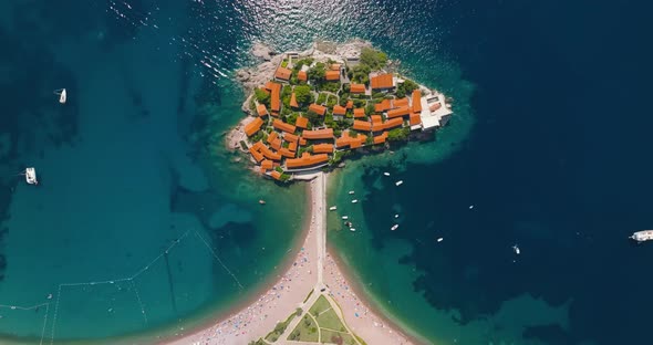 aerial view of sveti stefan Saint Stephen island