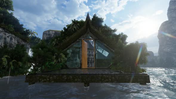 Stone house design concept during the day