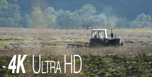 Autumn Plowing the Fields with a Tractor 3