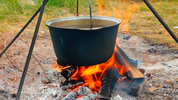 Kettle Over Campfire