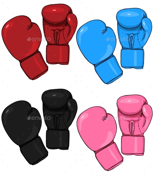 Set of Cartoon Boxing Gloves