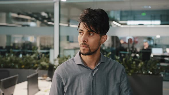 Male Portrait Upset Frustrated Man Arabian Businessman Hispanic Guy Waiting Meeting in Office Feels