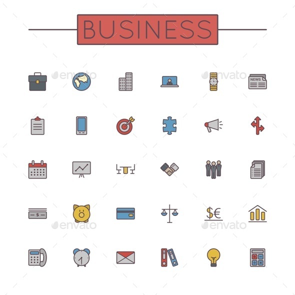 Vector Colored Business Line Icons