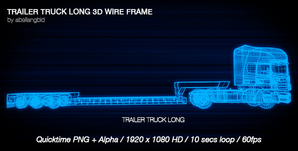 Trailer Truck Long 3D Wireframe