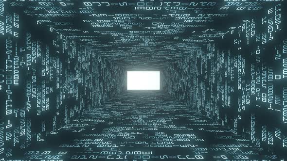A futuristic information portal in digital cyberspace.