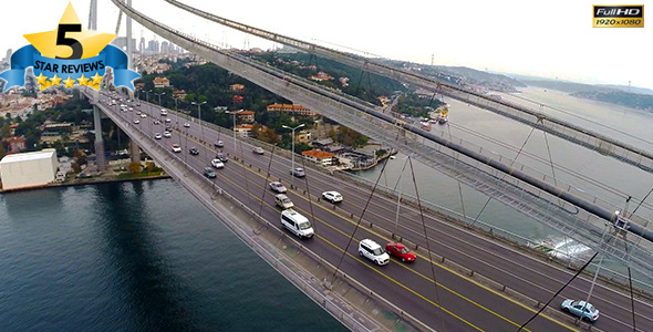 Aerial View of Traffic in Bosphorus Istanbul