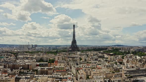 Horizontal Panning From a Drone a General View of the Historic Center of Paris