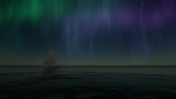 Beautiful Northern Lights Sea Ship Boat North Landscape