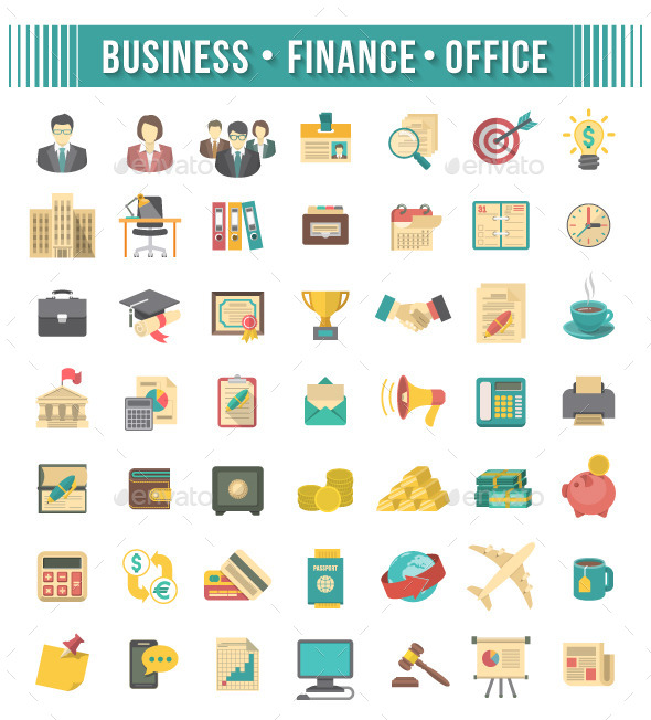 Flat Business and Financial Icons Set