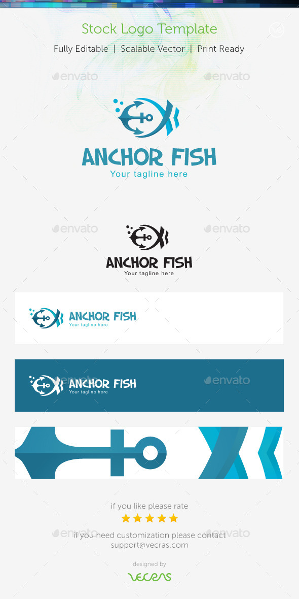 Anchor Fish Stock Logo Template