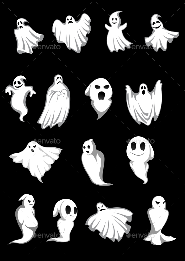 White Halloween Ghosts