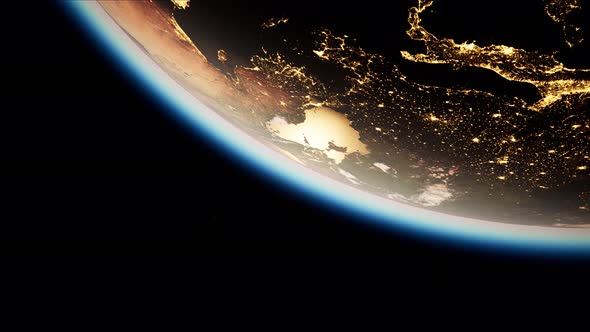 Space, Sun and Planet Earth at Night alt