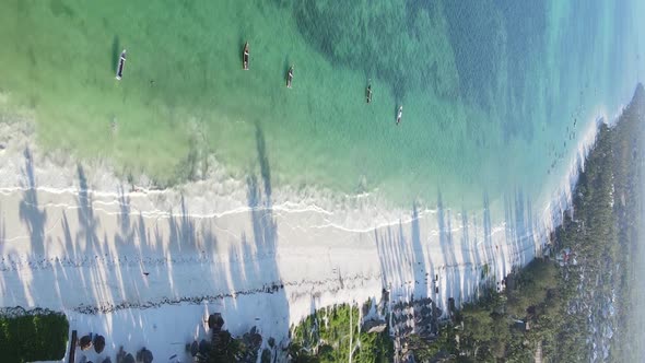 Zanzibar Tanzania  Vertical Video of the Ocean Near the Coast Slow Motion