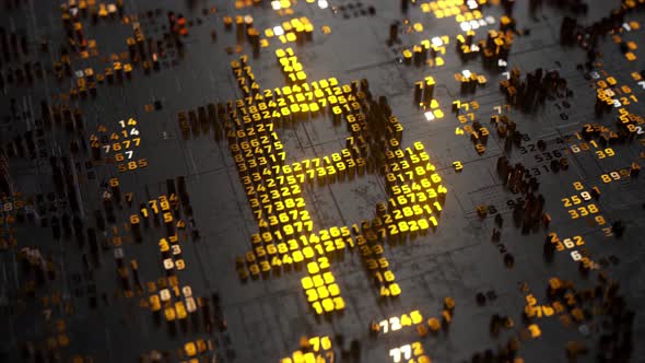 Bitcoin Logo in the Form of a Microcircuit