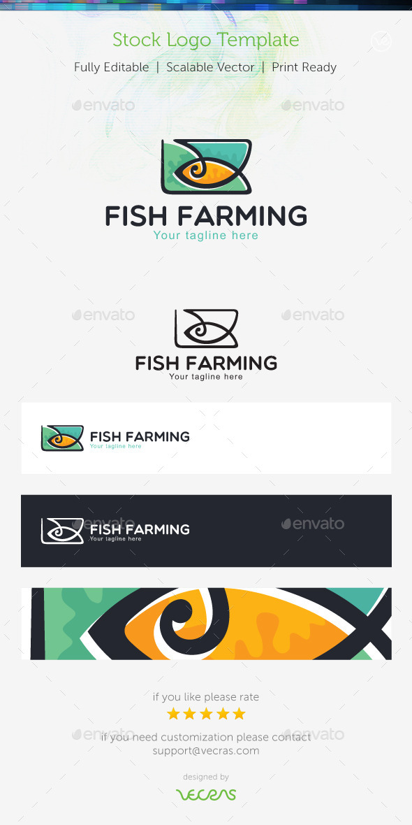Fish Farming Stock Logo Template