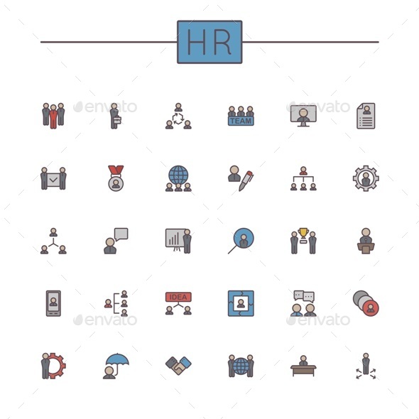 Vector Colored HR Line Icons