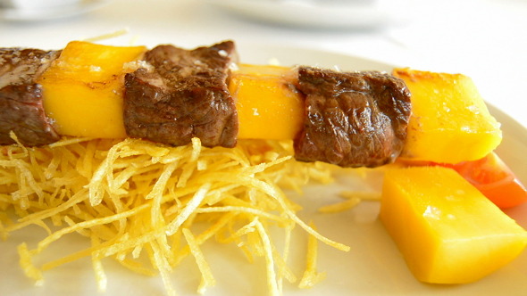 Skewer of Meat and Mango