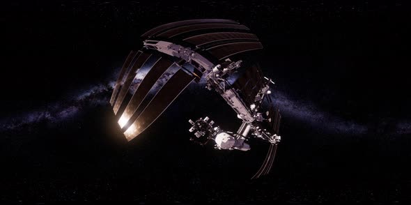 ISS in Virtual Reality 360° – International Space Station Orbiting alt