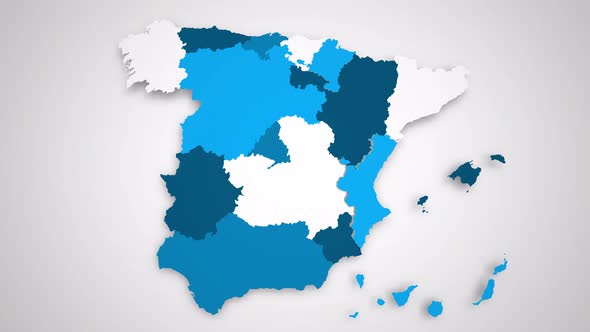 Motion Graphics Animated Map of Spain Forming - White