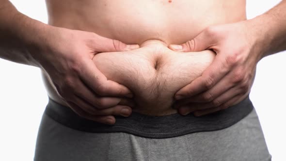 Closeup Male Stomach Overweight