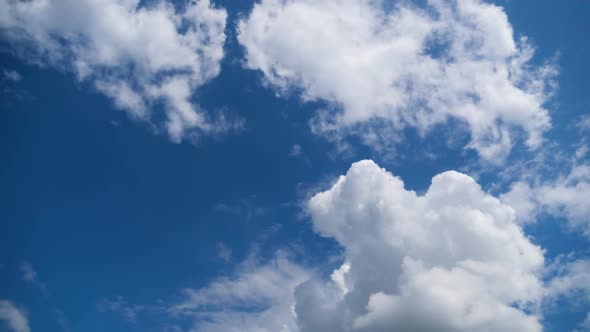 Clouds Move Smoothly in the Blue Sky. Timelapse