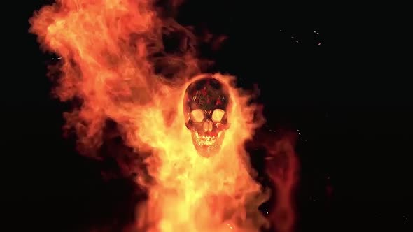 Burning Skull Moving From Side To Side