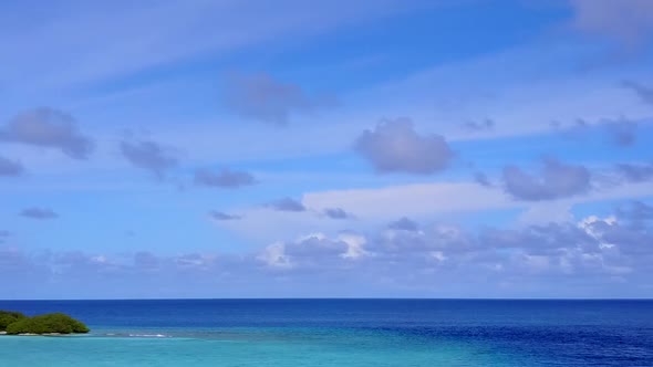 Aerial scenery of tourist beach time by sea with sand background