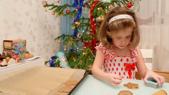 Little Girl Baking Christmas Cookies