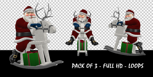 Santa Riding Wooden Reindeer - Pack of 3 alt