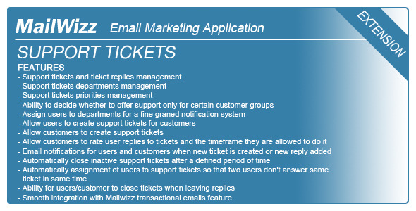 Support tickets system for MailWizz EMA