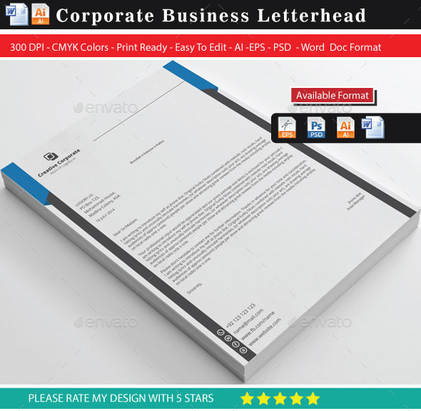 Blue Real State Letterhead