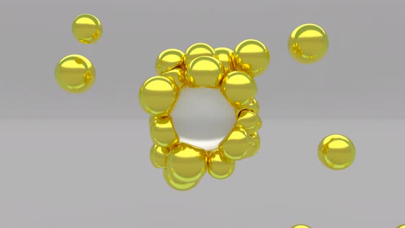 3d Soft Body Gold Simple Spheres Minimal Animation Design Trendy Colors Liquid Balls Levitation