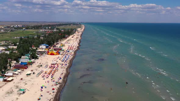 Beautiful flight in summer over the beach.