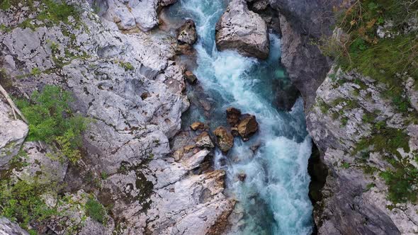 Flight above River in the Triglav National Park