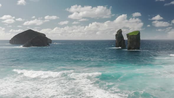 Drone Footage of High Rocks in the Middle of Deep Ocean Waters