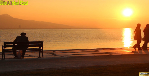 Old Man On The Beach At Sunset alt