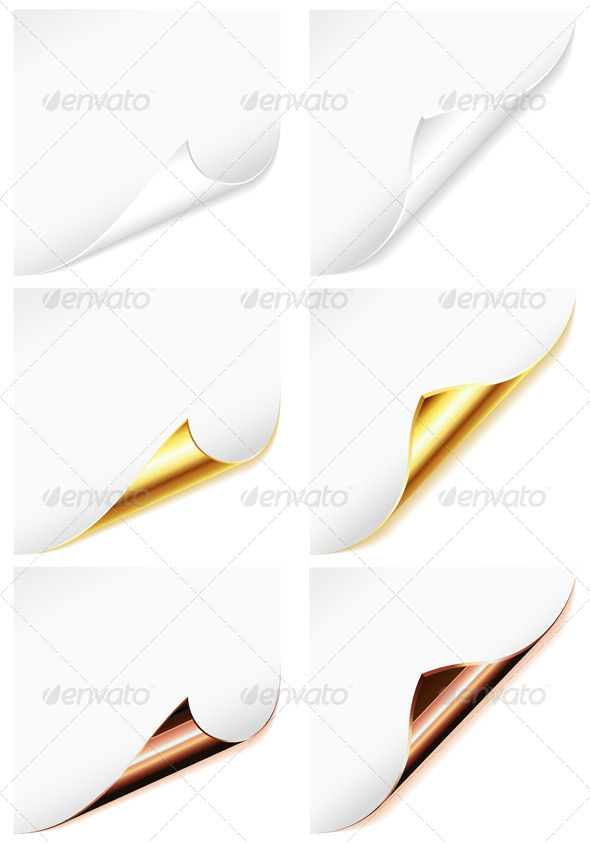 Collection Blank Sheet of Paper with Curved Corner