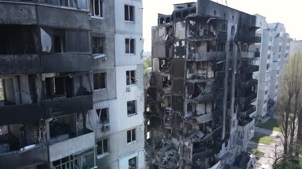 Destroyed Residential Building in Borodyanka Kyiv Region Ukraine