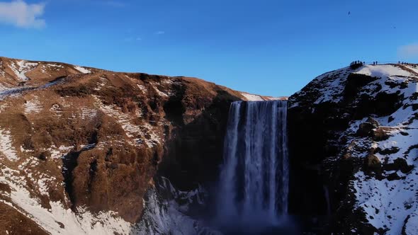 Aerial View of Skogafoss Waterfall in Iceland