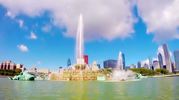 Chicago Skyline And Buckingham Fountain