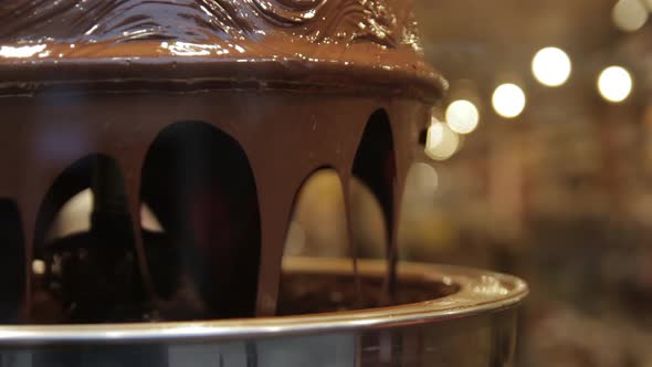 Chocolate Fountain At Candy Store