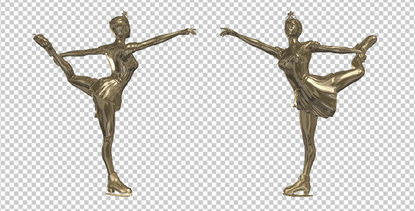 Ice Skater - Golden Figurine - 3D Spinning Animation - Pack of 6 Transitions alt