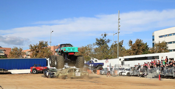 Monster Truck Destroying Cars