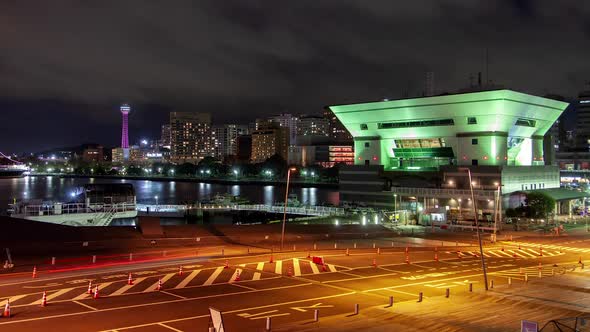 Yokohama Night View Cityscape Traffic Timelapse