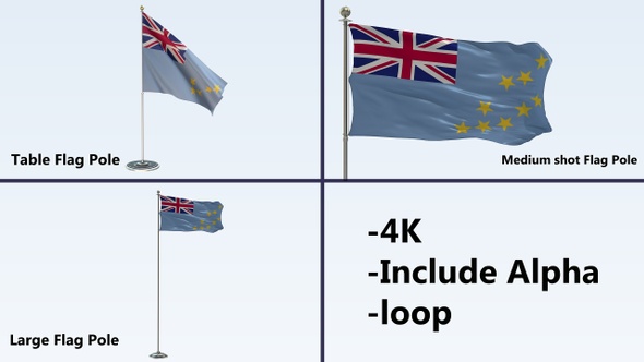Tuvalu Flag Pole Pack 4k-Loop
